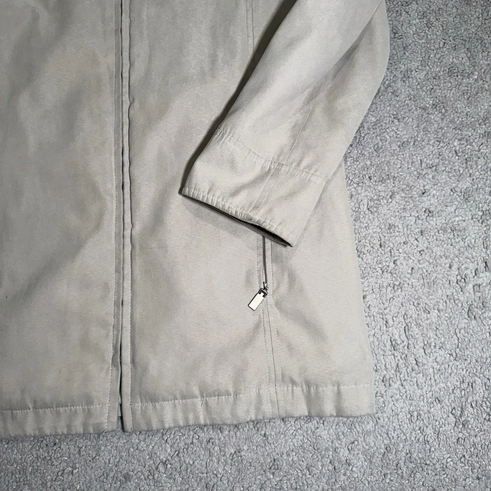London Fog Women's Lined Microfiber‎ Sueded Zip Front Rain Jacket Sz XS PETITE